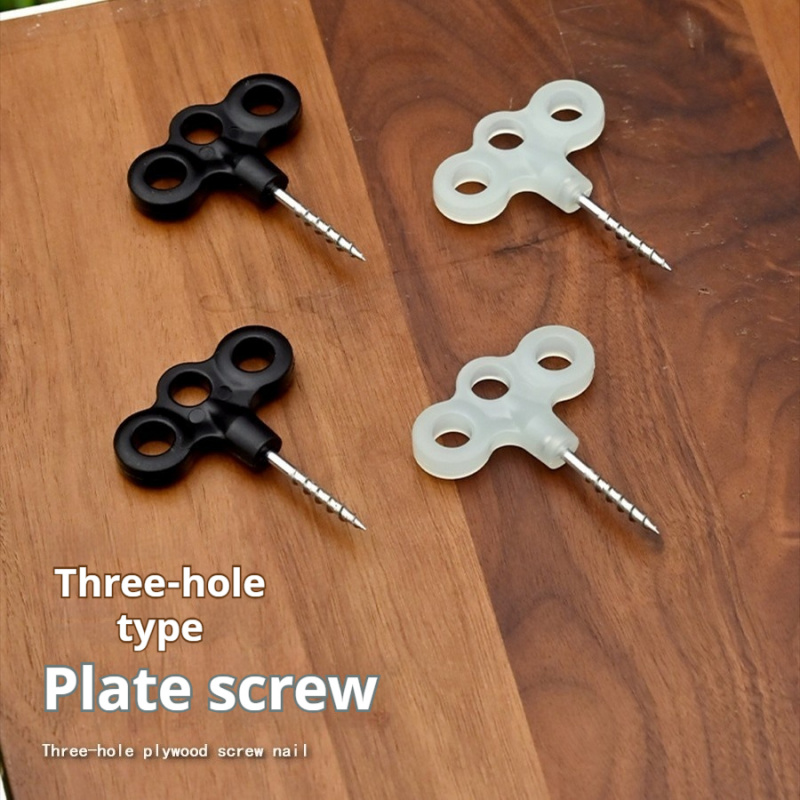 Deck Screw Stainless - 3-Loch-Deckenschraube, Zeltnagel, Kunststoff-Gewinde-Erdanker für Outdoor-Camping, Vordach-