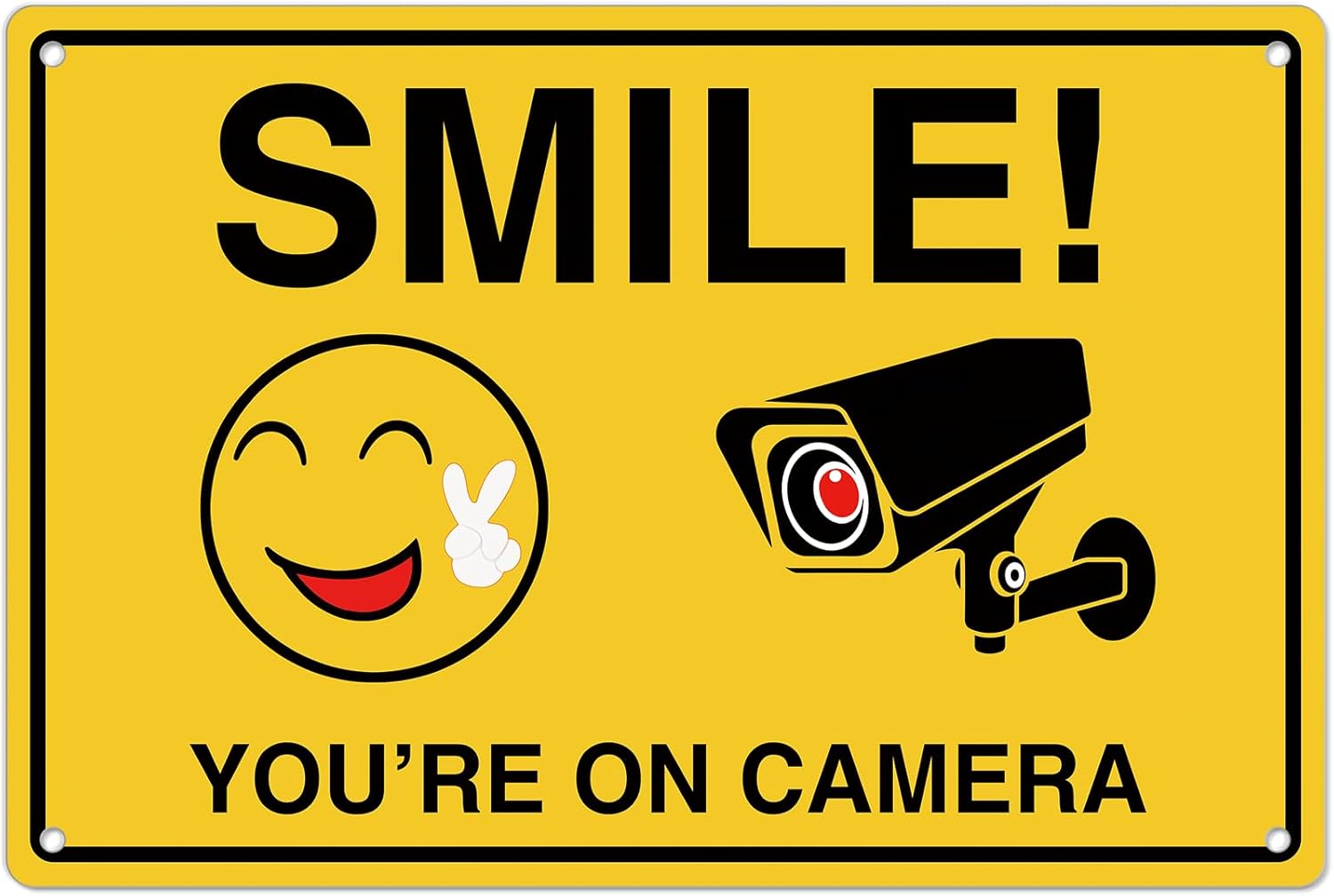 Home Improvement Hardware - Smile Youre On Kameraschilder; Rostfreie Aluminium-Videoüberwachung