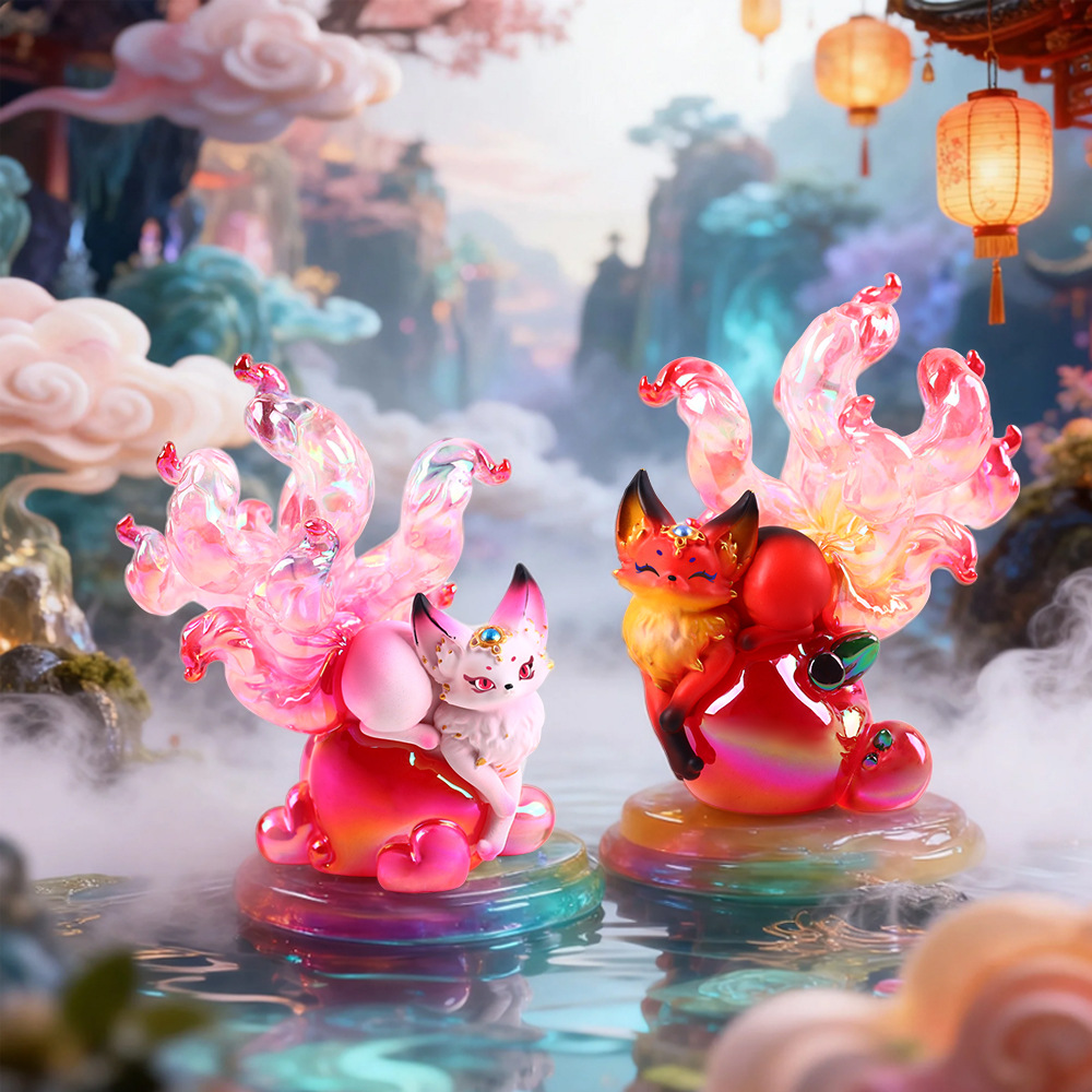 Home Improvement Hardware - Neun-Schwänziger Fuchs Chinesische Mythologie Harzfigur Glänzende