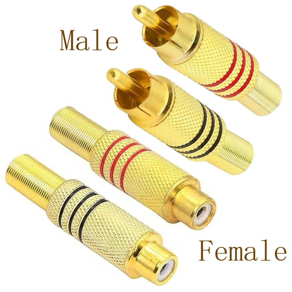 Home Improvement Videos - 4 Stück RCA-Stecker Vergoldet Löttyp Männlich
